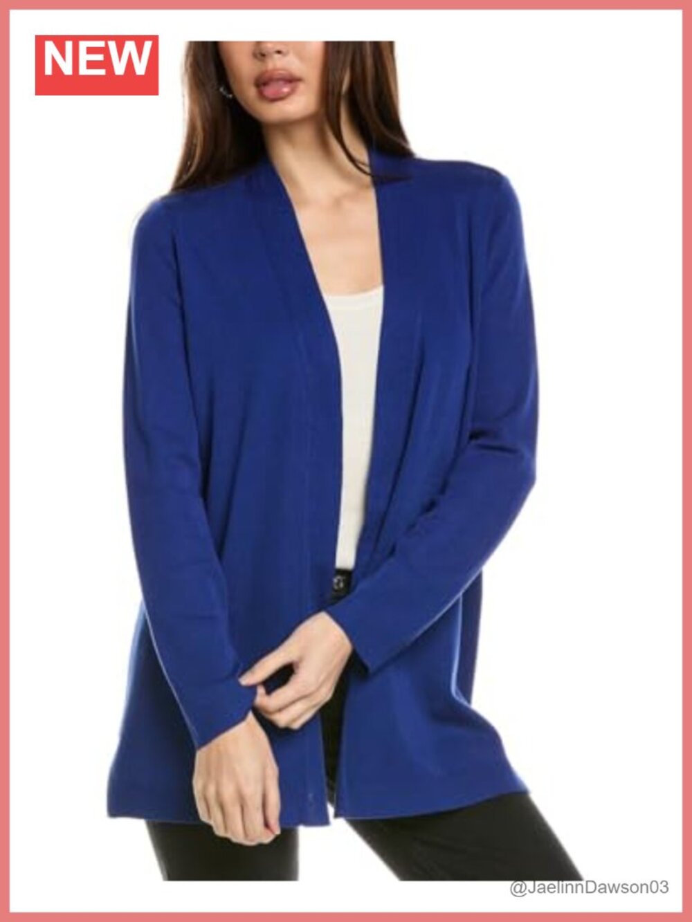 Open Front Cardigan Sweater with Novelty Placket Loose Fit Long Sleeve